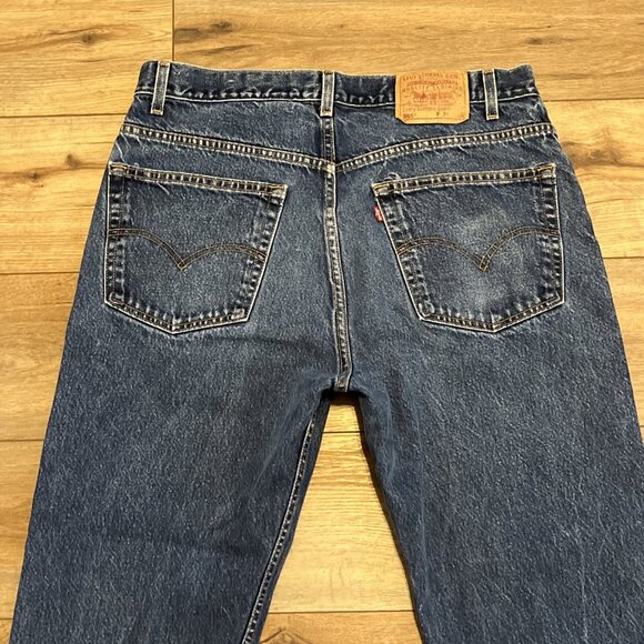 Men's VTG Levis 505 Regular Fit Denim Jeans SZ 38x30 Blue Red Tab Straight Leg - Picture 11 of 13